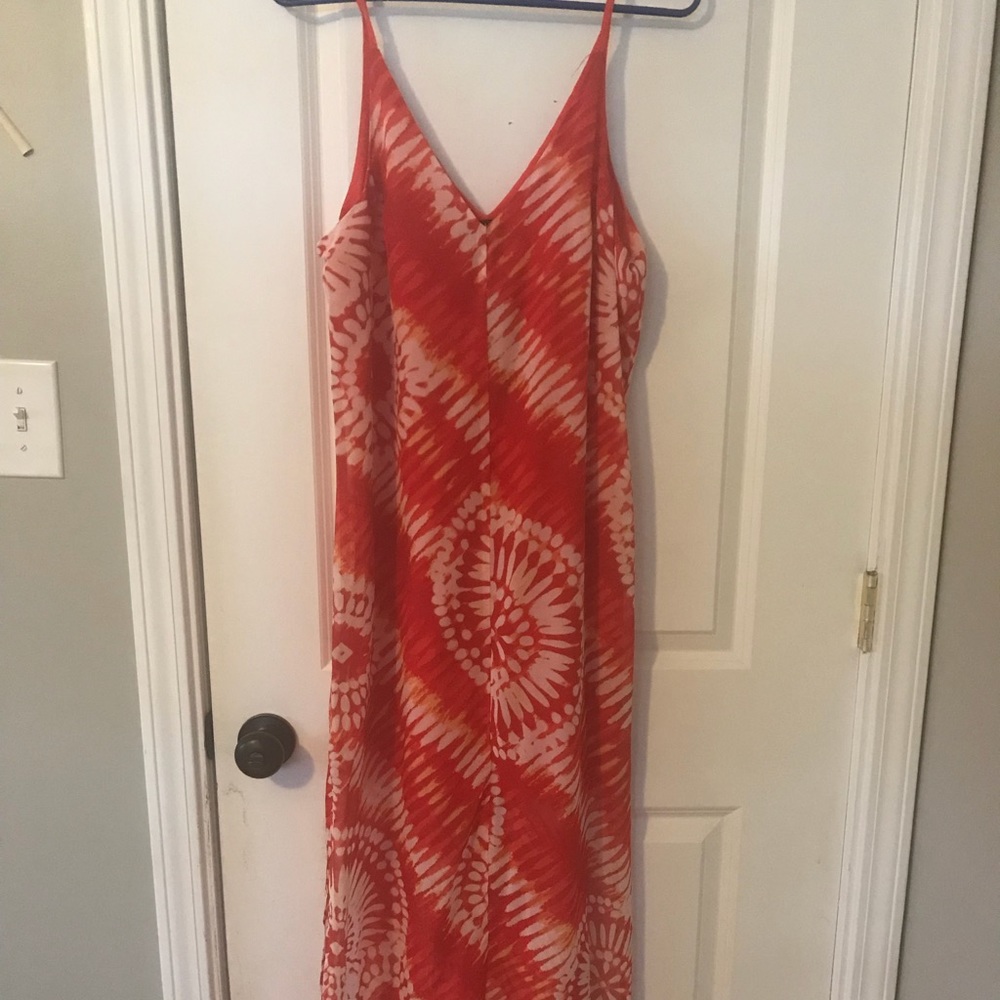 Orange and white tropical dress